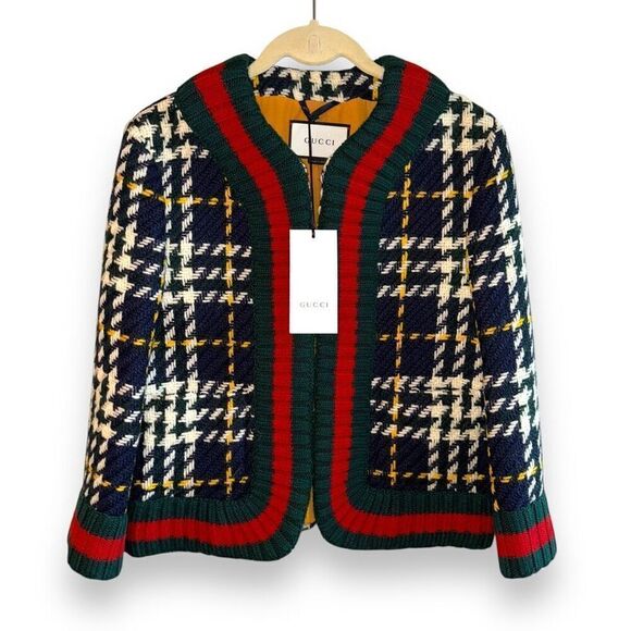 NWT Gucci Women’s Nuit/Nectarine Snap Wool Cardigan Sweater Sz 46 Large - Picture 1 of 11